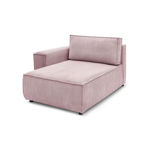 Méridienne Avec Accoudoir Pour Canapé Modulable Nihad Tissu Velours Côtelé Violet Angle Gauche