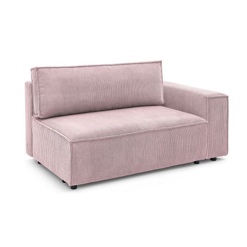 Chauffeuse 2 Places Avec Accoudoir Pour Canapé Modulable Nihad Tissu Velours Côtelé Violet Angle Droit