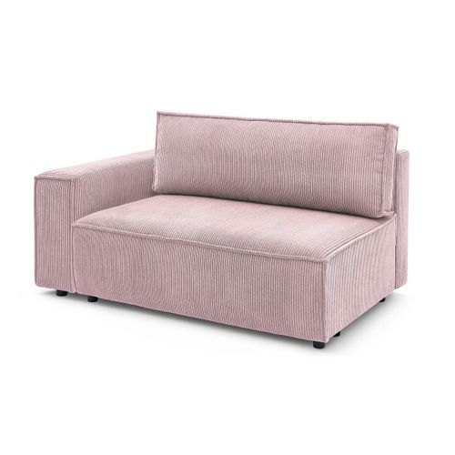 Chauffeuse 2 Places Avec Accoudoir Pour Canapé Modulable Nihad Tissu Velours Côtelé Violet Angle Gauche
