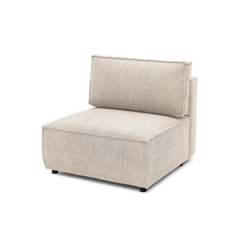 Chauffeuse 1 Place Pour Canapé Modulable Nihad Tissu Velours Côtelé Beige
