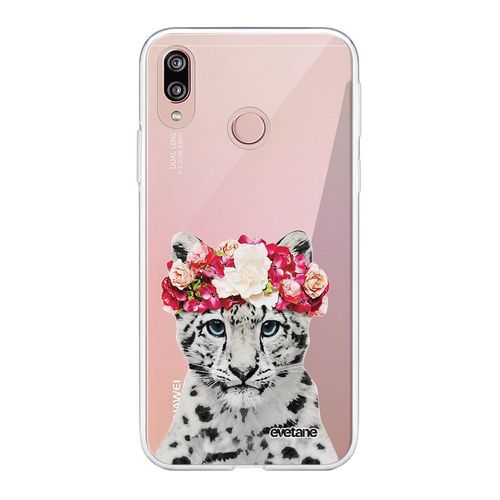 Coque Huawei P20 Lite Silicone Transparente Leopard Couronne Ultra Resistant Protection Housse Motif Ecriture Tendance Evetane