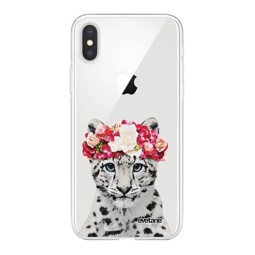 Coque Iphone Xs Max Silicone Transparente Leopard Couronne Ultra Resistant Protection Housse Motif Ecriture Tendance Evetane