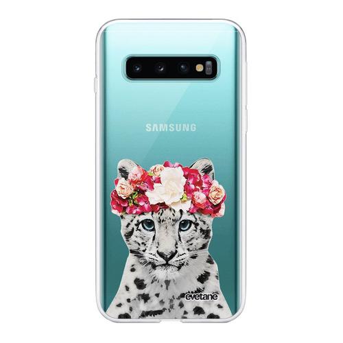 Coque Samsung Galaxy S10 360 Intégrale Transparente Leopard Couronne Tendance Evetane.