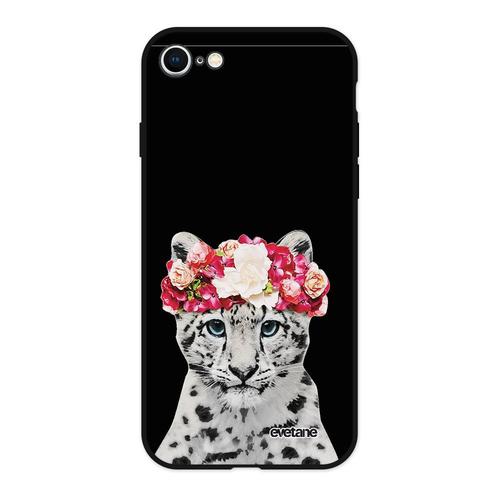 Coque Iphone 7/8/ Iphone Se 2020 Silicone Liquide Douce Noir Leopard Couronne Ecriture Tendance Et Design Evetane