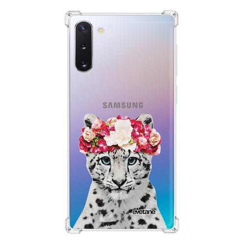 Coque Samsung Galaxy Note 10 Anti-Choc Souple Angles Renforcés Transparente Leopard Couronne Evetane.