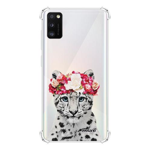 Coque Samsung Galaxy A41 Anti-Choc Souple Angles Renforcés Transparente Leopard Couronne Evetane