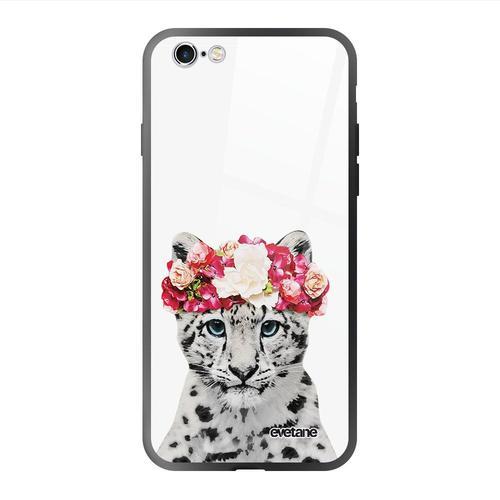 Coque Iphone 6/6s Coque Soft Touch Glossy Leopard Couronne Design Evetane