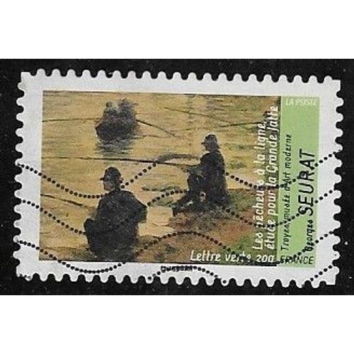 Timbre N°A.833 Y & T  Lettre Verte 20g. Série Artistique Avant Et Après L¿Impressionnisme Tableaux Sur Le Thème De L¿Eau "Les Pêcheurs À La Ligne, Étude Pour La Grande Jatte" De Georges Seurat 