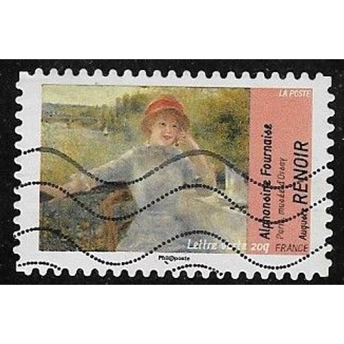 Timbre N°A.830 Y & T  Lettre Verte 20g. Série Artistique Avant Et Après L¿Impressionnisme Tableaux Sur Le Thème De L¿Eau "Alphonsine Fournaise"D'auguste Renoir 