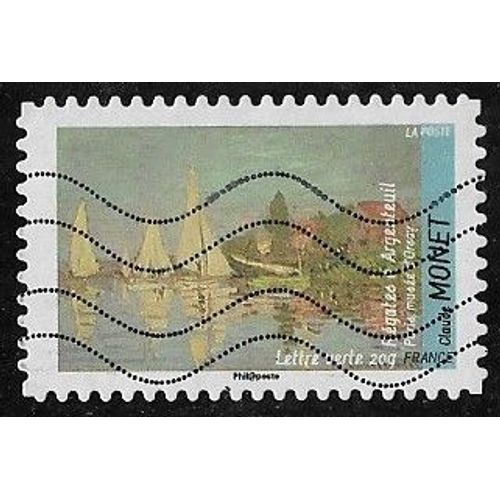 Timbre N°A.829 Y & T  Lettre Verte 20g. Série Artistique Avant Et Après L¿Impressionnisme Tableaux Sur Le Thème De L¿Eau "Régates À Argenteuil" De Claude Monet  