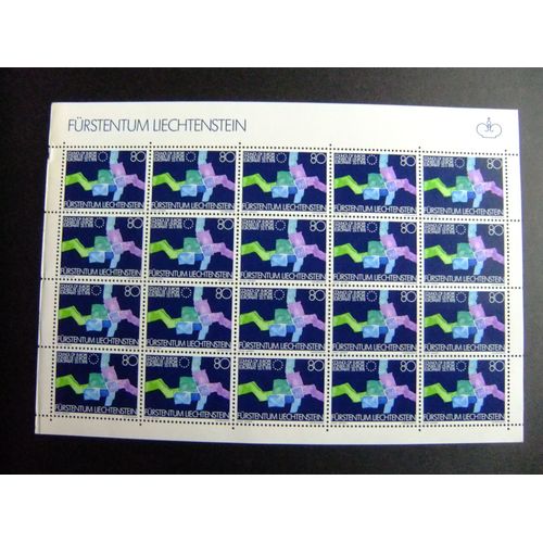 Liechtenstein 1979 Adhesion Du Liechtenstein Au Conseil De L'europe Yvert 670 ** Mnh Feuillet De 20 Timbres