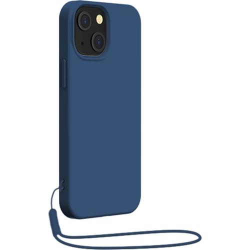 Coque Iphone 13 Mini Silicone + Dragonne Assortie Bleue Bigben