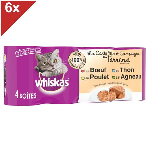 Whiskas 24 Boîtes En Terrine 4 Variétés Pâtée Pour Chat 400g (6x4)