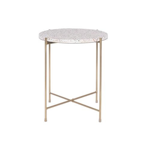 Table Basse Design En Terrazzo Et Métal Doré D40 Cm Mezzo