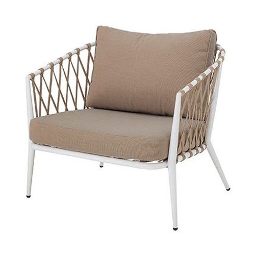 Fauteuil 78x72x80 Cm En Tissu Blanc Et Marron