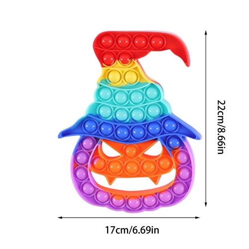 Puzzle Sensoriel D'Halloween En Silicone Pour Bureau, Jouet De Décompression, Bulle De Poussée Arc-En-Ciel, Anti-Stress, Jouets Anti-Stress Pour Autisme