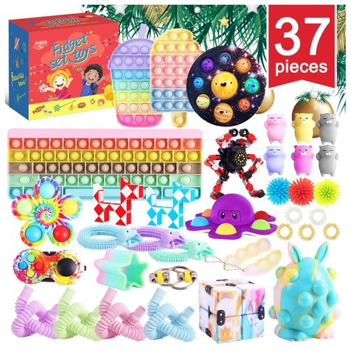 Ensemble De Jouets Anti-Stress, 37 Pièces, Joyeux Nouvel An, Compte À Rebours, Calendrier De L'Avent, Pour La Maison, L'École, Le Bureau, Fête, Jeu Pour Parents Et Enfants