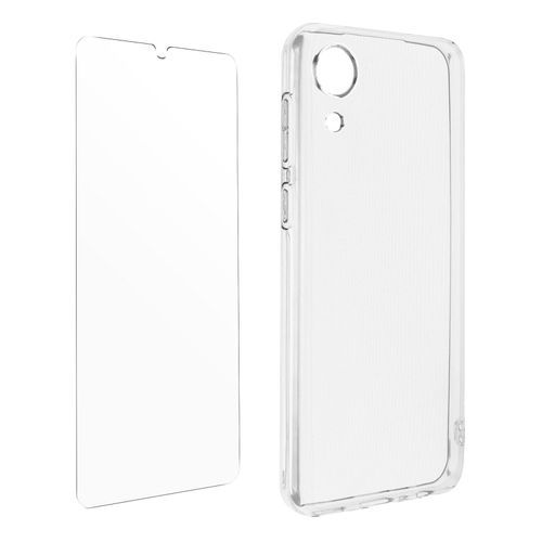 Coque Samsung Galaxy A03 Core Silicone Souple Film Verre Trempé 9h Transparent