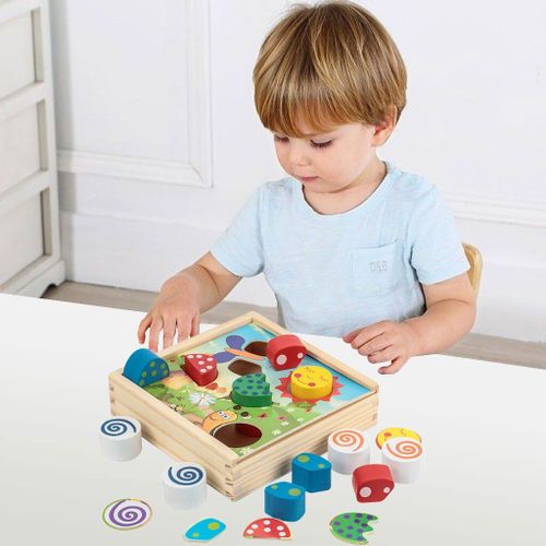 Jeu de blocs de construction en bois, Puzzle 3D, ensemble de jouets de bricolage pour tri de formes correspondant aux tout-petits