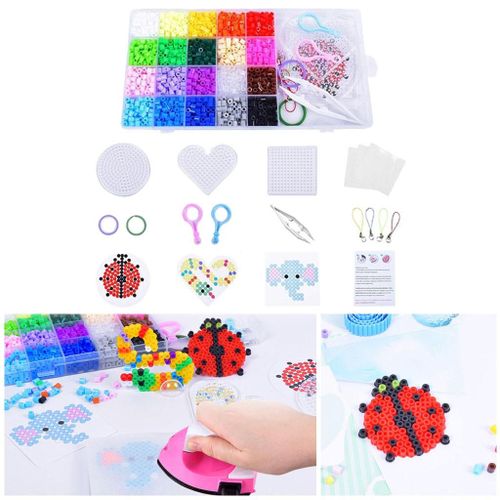 Perles Hama Colorées En Fer Nacré Pour Enfants, 5mm, De Haute Qualité, Faites À La Main, Cadeau De Noël, Jouet Éducatif, Puzzle Avec Planche