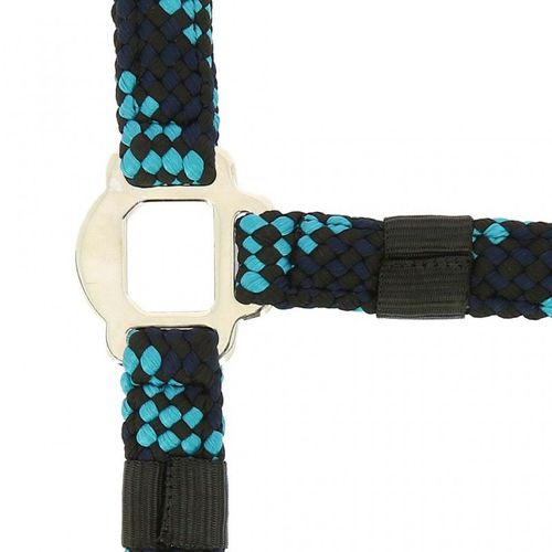 Equitheme Licol + Longe Tressé - Couleurs - Turquoise/Marine, Taille Equipement Cheval - Cob