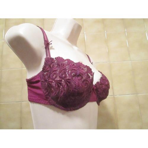 Soutien-Gorge Bordeaux Très Légèrement Transparent, Très Beau Et Élégant, 90 B Ou Petit 95 B