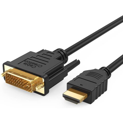 Câble DVI vers HDMI 3m, CableCreation Bidirectionnel HDMI Mâle vers DVI Mâle (24 + 1), Adaptateur HDMI DVI pour Raspberry Pi, Roku, Xbox One, Ordinateur Portable, Blue-Ray, Nintendo Switch, etc. Suppo
