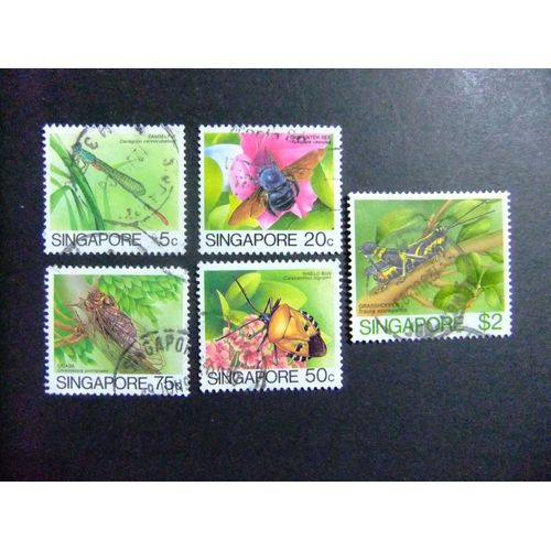 51 Singapour Singapour 1985 / Faune (Insectes) / Yvert 455+ 458+ 461+ 464 Fu
