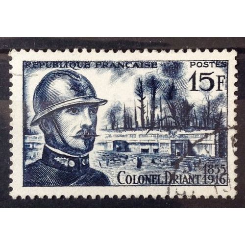 Colonel Driant 15f Bleu (Très Joli N° 1052) Obl - France Année 1956 - Brn83 - N23903