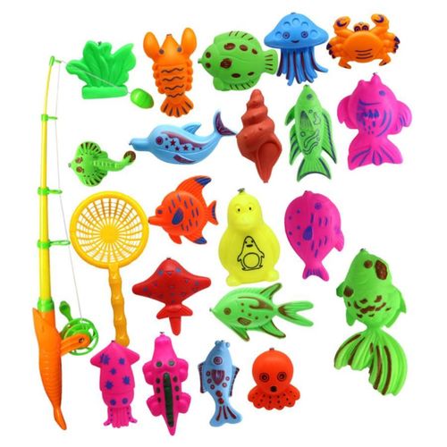 22 Pièces Ensemble D'Outils De Pêche Magnétique Bébé Bain Interaction Parent-Enfant Puzzle Jouet