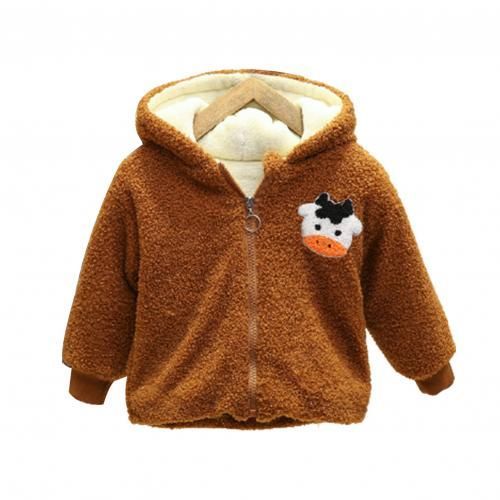 Manteau Épais En Velours À Capuche Avec Fermeture Éclair, Pour Garçons Et Filles, Élégant, Confortable, Multi-Occasionnel, Motif De Vache, Dessin Animé, Hiver 2021