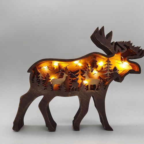 Décoration En Bois À Led 18cm, Nouveau Totem Créatif De Forêt D'Élan, Accessoires Pour La Maison, Sculpture, Ornement De Collection, Cadeau De Noël