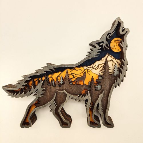 Décoration En Bois À Led De 18cm, Totem De Loup Créatif, Accessoires De Maison, Sculpture, Ornement De Collection, Meilleur Cadeau De Noël