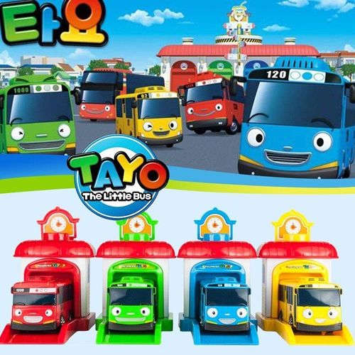 Véhicule De Garage Tayo Le Petit Bus Pour Enfants, 4 Modèles À Échelle, Jouet Amusant