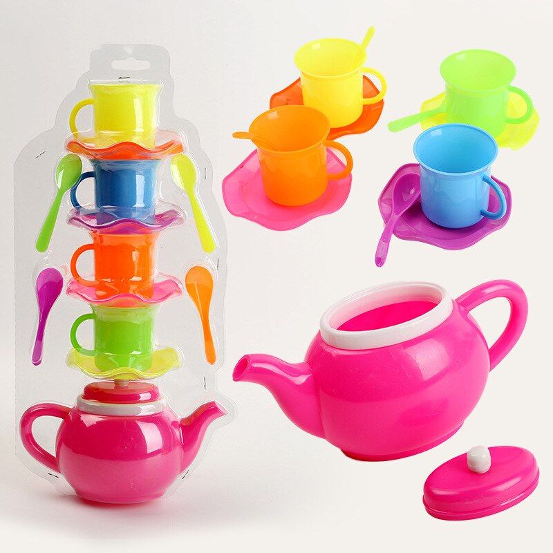 Ensemble de thé maison de jeu, jouets, théière, tasse, cuillère, matériel  sûr Pour verser de l'eau et boire du thé, jouet cadeau Pour bébé