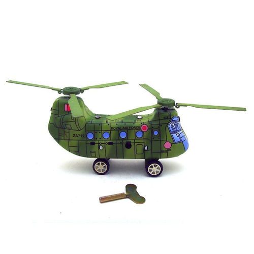 Jouet À Remonter Rétro Pour Adulte, Jouet Vintage En Métal Étain À Double Vis, Hélicoptère Militaire, Avion De Transport, Mécanique