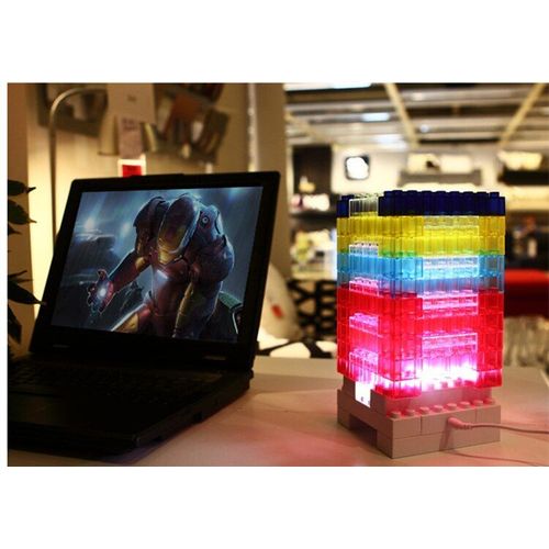 Blocs De Construction À Lumière Led Arc-En-Ciel, 7 Couleurs, Bricolage, Modèle De Construction De Bureau, Lampe De Sommeil, Lampe Décorative En Brique, Jouet Pour Enfants, Cadeau Pour Bébé