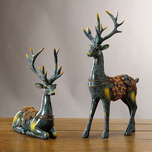 Lot De 2 Pièces De 31cm, Artisanat Créatif, Statue De Couples, En Résine, Animal, Cerf, Modèle De Jouet, Décoration De Salle De Maison, Cadeau