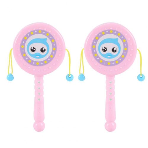 Hochet En Forme De Tambour Pour Bébé, 2 Pièces, Design De Perles Attrayant, Jouet Rotatif Pour Filles Et Garçons