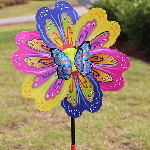 Moulin À Vent Fleur Papillon Coloré, Moulin À Vent, Décoration De Jardin, Jouet Pour Enfants