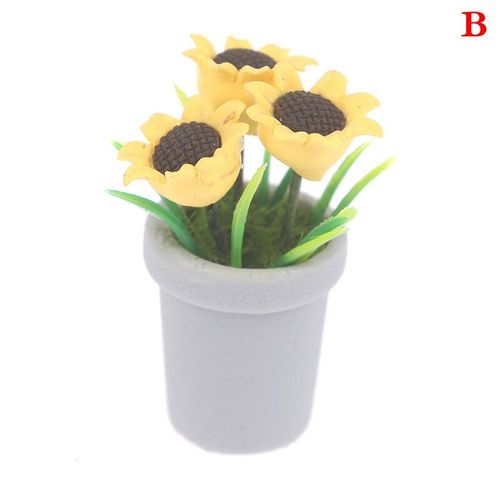 Maison De Poupée Miniature Tournesol, Modèle De Simulation, Jouets, Accessoires De Poupées, Décoration De La Maison, Simulation De Plantes En Pot, 1/12
