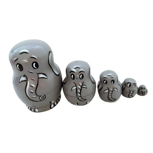 Poupée D'Éléphant Russe, 5 × Babushka Matryoshka