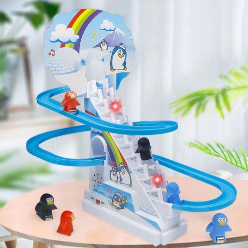 Escaliers Électriques Pour Enfants, Avec Lumières Led Clignotantes, Musique Amusante, Dessin Animé, Pingouin, Jouets Glissants