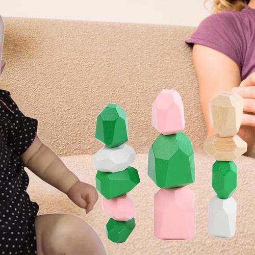 Jeu À Empiler Pour Bébé, Jeu D'Équilibre, Blocs De Construction En Pierres De Bois, Pour Enfants En Bas Âge