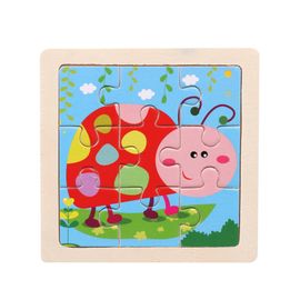 Puzzle En Bois 9 Pièces Pour Bébés, Dessins Animés, Insectes, Abeille, Apprentissage Préscolaire, Jouets Éducatifs En Bois Pour Enfants En Bas Âge