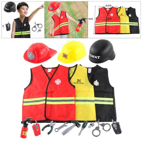 Costume De Police Mignon Cosplay, Tenue De Chantier Pour Filles Et Garçons