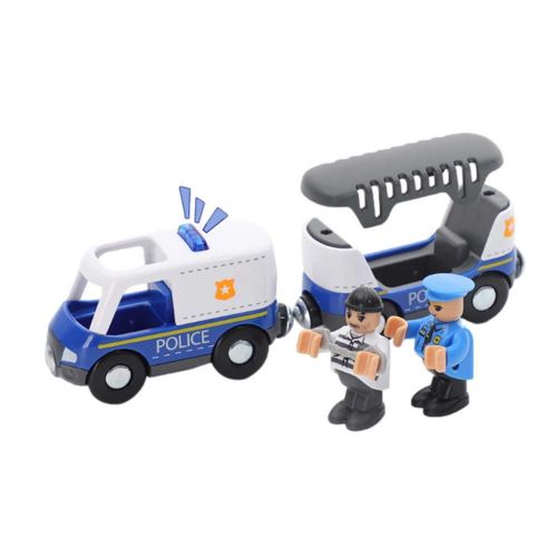 Jouet De Train Électrique De Police À Piles, Jouets De Train De Police Compatibles Avec Piste En Bois Pour Enfants Anniversaire Noël