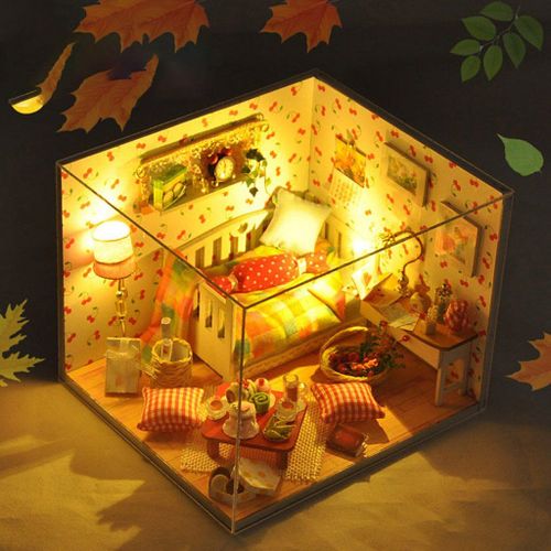 Maison De Poupée Miniature En Bois Avec Lumière Led 3d, Kit De Couverture Anti-Poussière, Puzzle, Jouet, Cadeau De Festival Pour Enfants De 10 Ans Et Plus