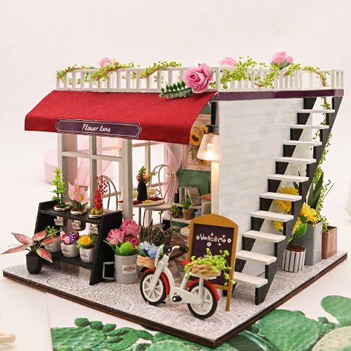 Kit De Maison De Poupée En Bois, Bricolage, Bricolage, Magasin De Fleurs, Chalet, Bricolage, Miniature, Décoration De Maison, Ornement
