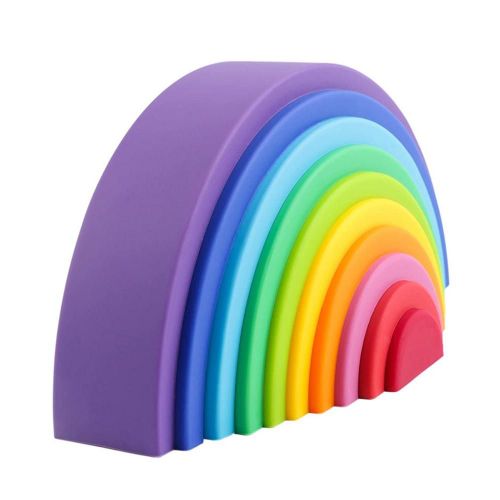Jouets Empilables Arc-En-Ciel En Silicone 10 Couleurs Pour Enfants En Bas Âge Empileur Arc-En-Ciel Blocs De Construction Montessori Jouets Éducatifs Pour Bébé